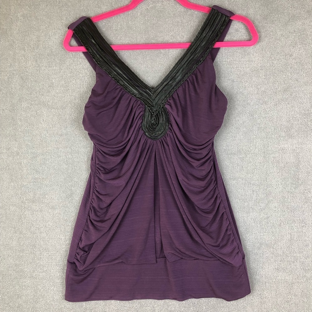 Trixxi Purple and Black V-Neck Y2K sleeves top size M